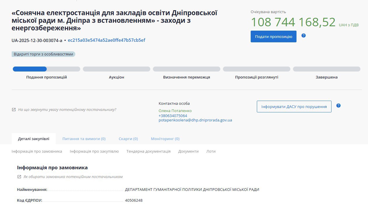 тендер прозорро