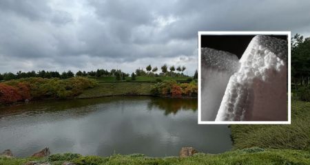 В Днепре на косе возле яхт-клуба "Січ" водоем засорен пенопластом (ВИДЕО)