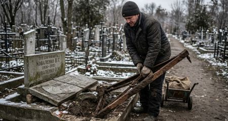 На Криворожье рецидивист разрушил надгробие на кладбище ради металлолома