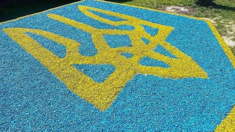 На поле на Днепропетровщине появился огромный герб Украины: кадры с дрона (ФОТО)