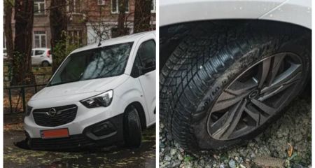 У Дніпрі на Акінфієва під автомобілем утворився "портал" у асфальті (ФОТО)