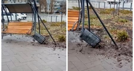 У Дніпрі на проспекті Героїв невідомі понівечили новий сквер (ВІДЕО)