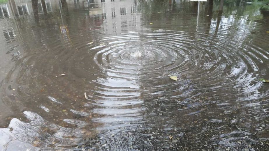 В Днепре на Рабочей из-под асфальта струится вода