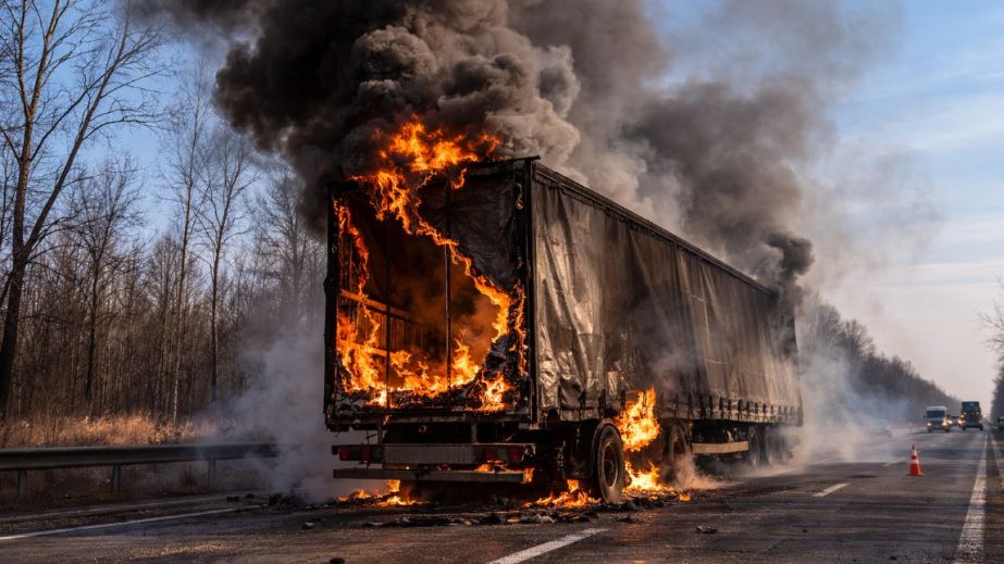 У Дніпрі вночі згоріла фура (ФОТО, ВІДЕО)
