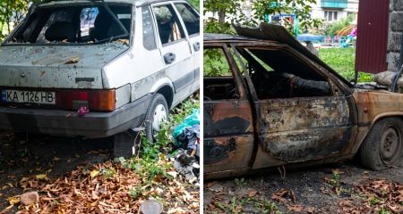 "Кладбище" заброшенных автомобилей: в Днепре во дворах годами гниют и ржавеют разбитые и сожженные машины