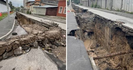Угроза разрушения улицы: в Днепре из-за разрытой траншеи обрушивается грунт и падают столбы (ВИДЕО)