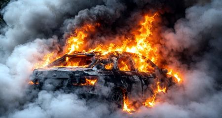 На Січеславській набережній у Дніпрі після ДТП загорівся Lanos