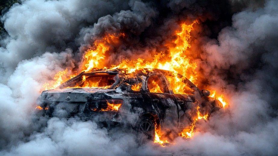 На Сичеславской набережной в Днепре после ДТП загорелся Lanos