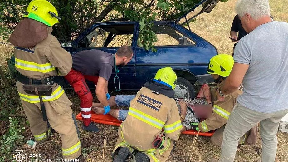 На Дніпропетровщині водій легковика не впорався з керуванням на трасі і врізався в дерево